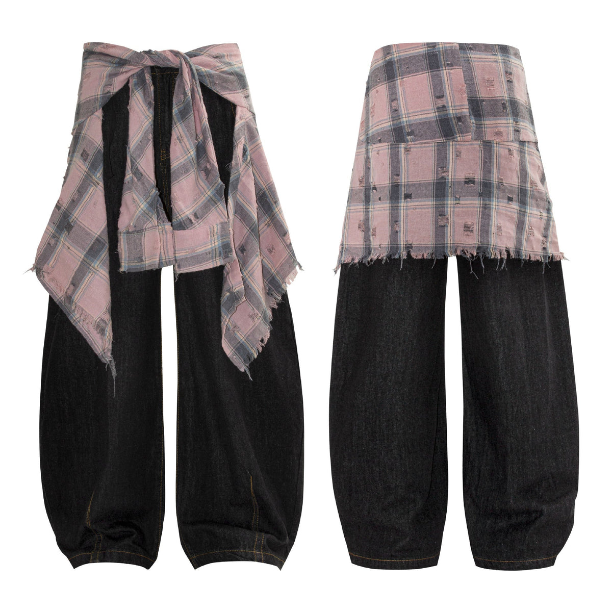 Deconstructed Design Loose Wide-Leg Jeans